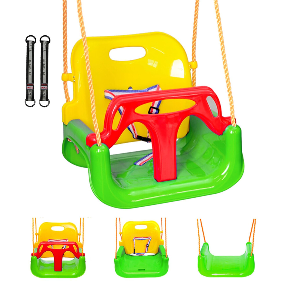 Baby Swing Seat 3In1 Outdoor Playground Swing For Toddlers Kids Teens Antiflip Green