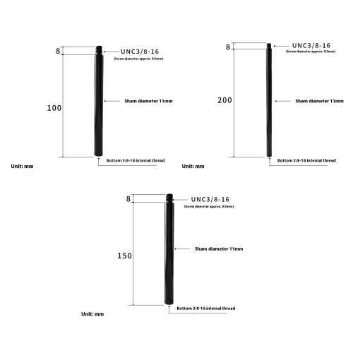 Aluminiumlegierung 3/8-100 Verlängerungsstange L1 1