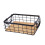 Rectangular Black Wire Storage Basket with Wooden Base for Kitchen Fruit 36x26x12cm 1
