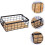 Rectangular Black Wire Storage Basket with Wooden Base for Kitchen Fruit 36x26x12cm 2