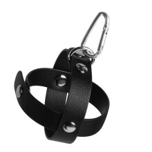 Portable Ball Holder Leather Made For Sports Enthusiasts-Black
