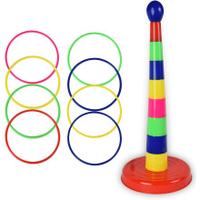 Kleurrijk plastic sportringwerpspel, interactief ringwerpspel, ideaal voor het bevorderen van actief en gezond leren, zowel binnen als buiten, 45 cm