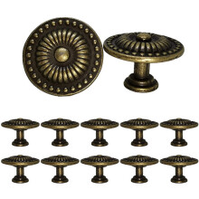 Bronzefarvet skuffedørsknop, metal blomsterformet trækhåndtag til skriveborde skoskabe, holdbart rustfri vintage messing