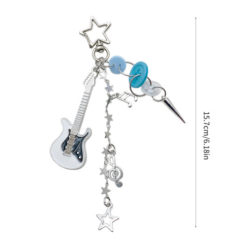 Guitar Star Button Keychain Cute Decorations Keyring Ornament 2