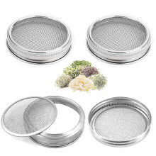 4 Pack Sprouting Jar Screen Lids, 304 Stainless Steel Sprouting Lids For Wide Mouth 32 Oz Mason Jars