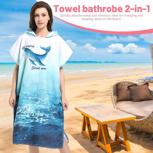 Πετσέτα Surf Poncho με κουκούλα, απορροφητική πετσέτα αλλαγής διπλής όψης από fleece, 2