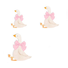 3Pcs Wood Bowknot Geese Easter Decorations for Christmas-Pink