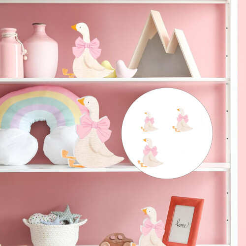3Pcs Wood Bowknot Geese Easter Decorations for Christmas-Pink 2