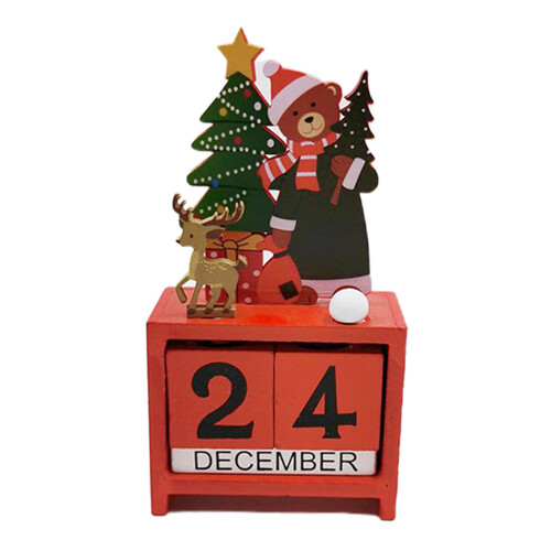 Ημερολόγιο Advent με φωτεινά ξύλινα μπλοκ, επιτραπέζιο ημερολόγιο γραφείου για
