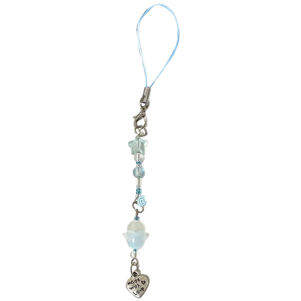 Handmade Acrylic Phone Charm Keychain Colorful Star Heart Beaded 7755000270061