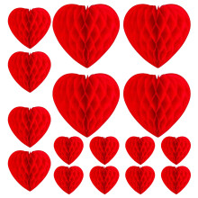 Pack of 16 Heart Honeycomb Ball for Table and Wall Display