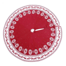 Rustikt juletræsmåtte, elegant strikket design med snefnugrensdyr, strikning af høj kvalitet, rød juletræsskørt til indendørs julefest