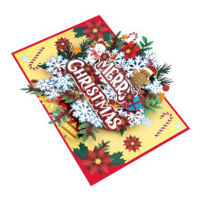 Christmas Greeting Card with 3D Winter Floral Design Handcrafted for Holiday Home Decoration