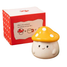 Ceramic Mushroom Shaped Drinking-yellow mushroom gift paper box