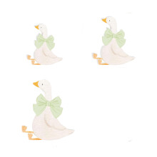 3Pcs Wooden Easter Geese Figures Decoration for Christmas-Green