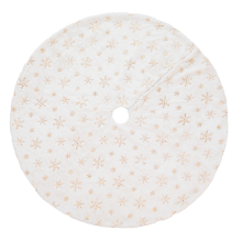 Glitrende snefnug-pailletter juletræsskørt, blød plys i kunstpels, hvid juledekoration, 90 cm diameter, nem montering til genanvendelig