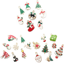 Petits pendentifs en laiton pour Noël, fournitures pour la création de bijoux, décorations de Noël en émail, breloques en alliage mixte, lot de