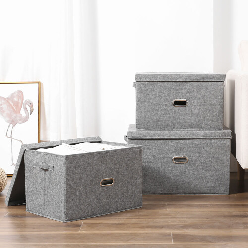 Foldable Linen Fabric Closet Storage Box, Space Saving Eco-Friendly Nonwoven Lining Organizer for Wardrobe Classification, Foldable Storage Box Keeps