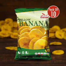 Saras Yellow Banana Chips 150g 10 Packs | Crispy South Indian Style Snack