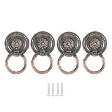 Zinklegering Møbelbeslag Skabsskuffeknopper Vintage Ringgreb Europæisk Stil Håndtag Antik Bronze Finish Drop Greb Med Skruer Til Garderobe