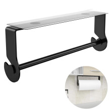 Stojan na papírové ručníky pod skříňku, koupelna, kuchyň, nerezová ocel, otočný design, samolepicí rohožka pod dřez pro snadné