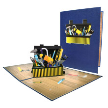 Father's Day Greeting Card with Envelope Toolbox Design for Dad or Grandpa Birthday Invitation