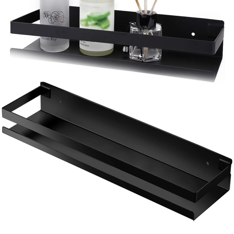 Matte Black Finish Floating Shelves, Wall Mounted Storage Organizer, Easy Installation And Modern Design For Kitchen Bathroom 9466005973397