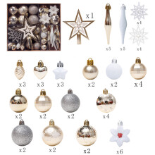 Patriotic Glass Ornaments Hand Blown Decor, Vintage Flower Arrangements Inspired Sparkling Christmas Tree Baubles with Classic Patterns for Holiday De