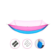Robuste, leichte Outdoor-Hängematte aus Fallschirmseide mit Moskitonetz für Camping, Wandern, Trekking und Reisen. Einfacher Aufbau. Vielseitig