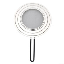 Stainless Steel Splatter Guard with Foldable Silicone Handle for Frying Pans and Kitchen Cooking