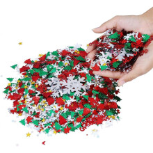 Party Table Scatters, Sparkle Glitter Sprinkles for DIY Decoration, Reusable PVC Material Christmas Confetti, Foil Metallic Sequins Santa Festive Supp