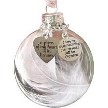 Klar fjerkugleornament, mindedekoration til dyrebart souvenir, tilpasningsdygtig feriedekoration, ideel gave til jul, 2,4 tommer diameter, hjerte
