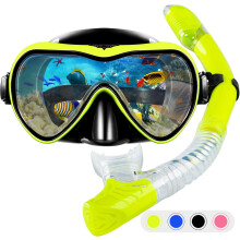 Masque de plongée anti-buée pour adultes, lentille en verre trempé avec angle de vision panoramique, masque étanche confortable, tuba à embout