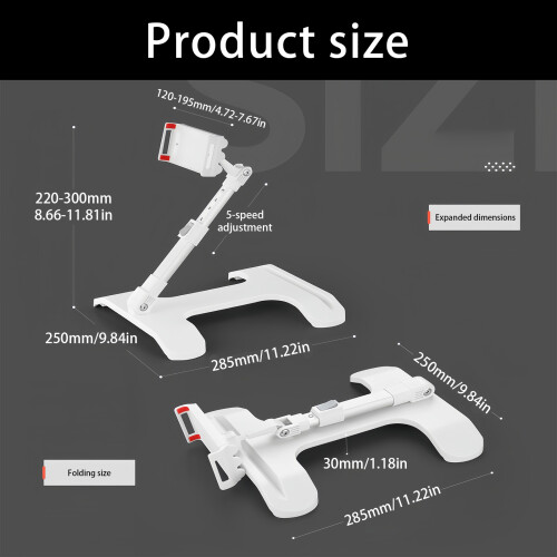 360 Degree Adjustable Rotation Phone Stand for Multiple Position Comfort Viewing White