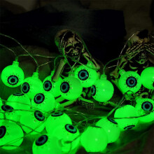 Lampki choinkowe zasilane energią słoneczną do dekoracji na Halloween na zewnątrz, realistyczne, zasilane bateryjnie, trójwymiarowe gałki oczne