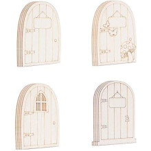 Ornamente mini fermecătoare pentru ușă, piese din lemn nevopsite cu tematică de zână pentru meșteșuguri creative DIY și decor de grădină,