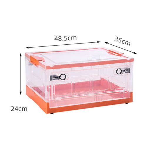 Plastic Storage Bin With Lid Foldable Design Transparent Container Stackable Collapsible Movable Wheels Two Openable Doors Durable High Quality Storag 1