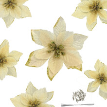 Kunstige blomsterpinde, juleglitter julestjerne løfter dine juledekorationer, øjeblikkelig dekoration til juletræspynt, bryllupsdekoration