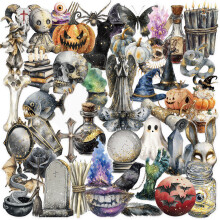 50 stuks verwijderbare transparante stickers Halloween hekserij