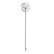 Kinetische Windmühle für den Außenbereich, Metall-Windskulptur, wetterfest, solarbetrieben, LED-Beleuchtung, wendbar, doppelt kugelgelagert,