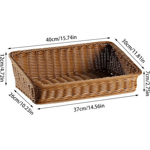 Handwoven Rectangular Rattan Wicker Basket for Bread, Fruit, Snacks and MultiPurpose Storage 2