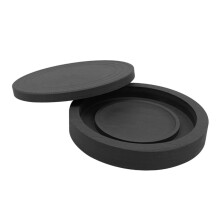 Chinese Calligraphy Inkstone with Lid, Round Ribbed Stone for Brush Writing and Art Practice