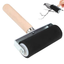 Rubber Roller with Wooden Handle for Ink, Paint, Wallpaper Printing and Scrapbooking