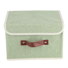 Fabric Storage Bins with Lids, Collapsible Design Space Saving Organizers for Home Office Bedroom Closet, Foldable Cotton Linen Storage Boxes with Hoo