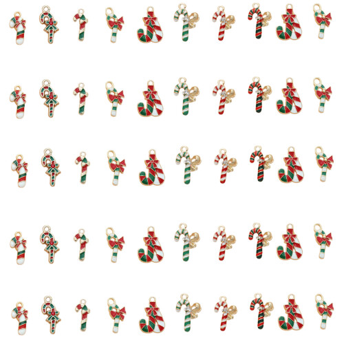 Breloques métalliques en forme de canne de noël, 30/50-50
