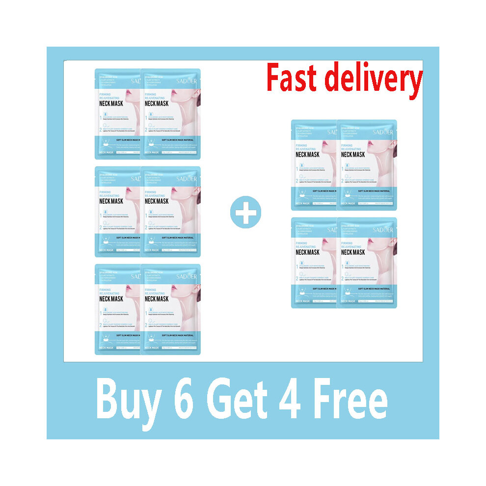 (10 pcs) SADOER Hyaluronic Acid Neck Mask Collagen Firming Neck Masks Nourishing Brightening Beauty Moisturizing Necks Skin Care