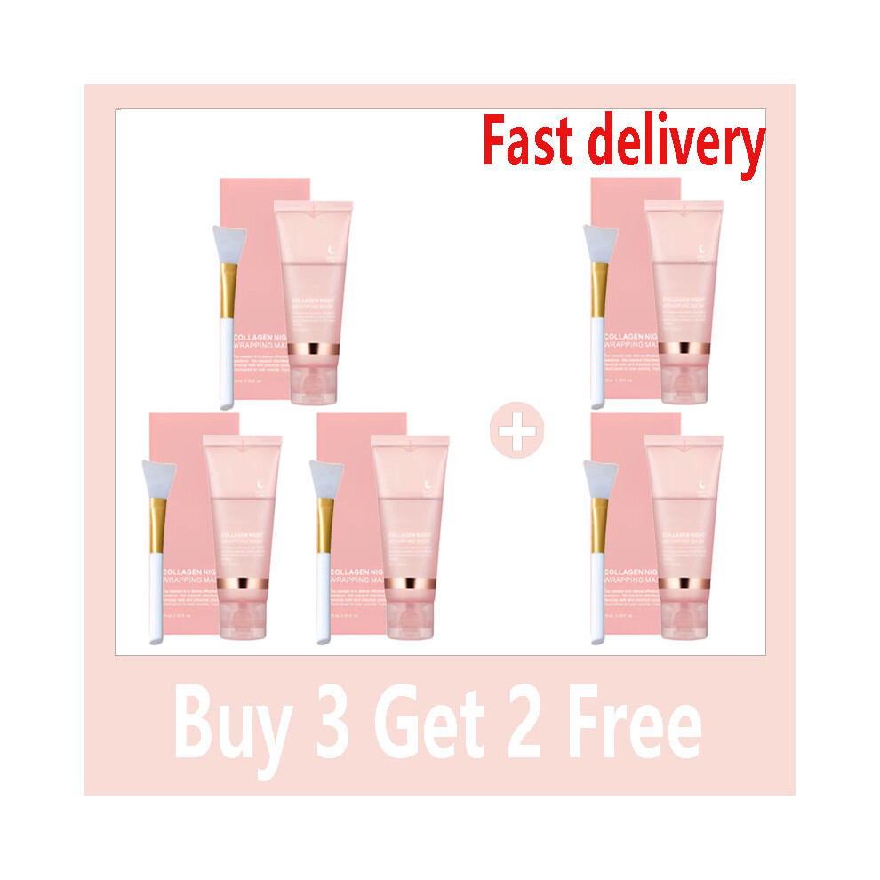 (5 pcs) Korean Collagen Wrapping Peel Off Facial Mask Elasticity Hydration Reduces Sagging Dullness Hydrolyzed Collagen Skin