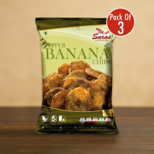 Saras Pepper Banana Chips 200g  3 Packs | Spicy Black Pepper South Indian Snack
