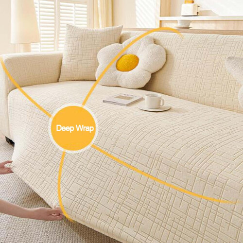 Sofa Slipcover 5Seater Couch Cover Stretch Elastic Washable PetResistant Protector for Leather Sofas Light Gray 2