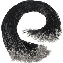 50pcs Black Leather Necklace Cord with Lobster Clasp for Pendant Bracelet Jewelry Making
